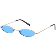 zeroUV Slim Retro Throwback 1990's Color Tone Oval Sunglasses C722 Sunglasses White Smoke Gold Red,Silver Purple,Gold Yellow,Silver Blue