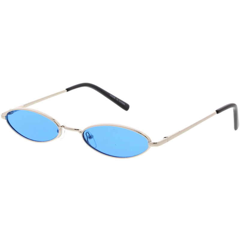 zeroUV Slim Retro Throwback 1990's Color Tone Oval Sunglasses C722 Sunglasses White Smoke Gold Red,Silver Purple,Gold Yellow,Silver Blue