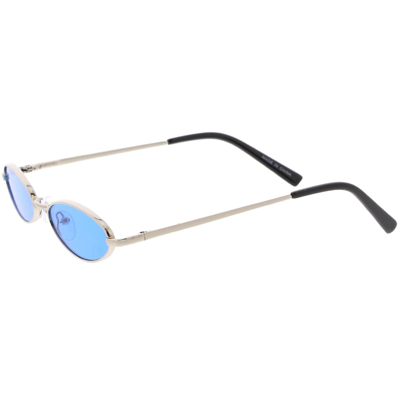 zeroUV Slim Retro Throwback 1990's Color Tone Oval Sunglasses C722 Sunglasses White Smoke Gold Red,Silver Purple,Gold Yellow,Silver Blue