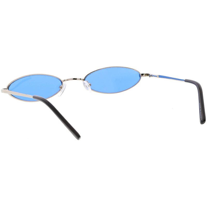 zeroUV Slim Retro Throwback 1990's Color Tone Oval Sunglasses C722 Sunglasses White Smoke Gold Red,Silver Purple,Gold Yellow,Silver Blue