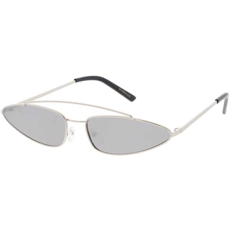 zeroUV Retro 1990's Slim Triangle  Color Tone Flat Lens Sunglasses C725 Sunglasses White Smoke Gold Smoke,Silver Silver Mirror,Silver Yellow,Gold Blue,Gold Pink,Gold Red