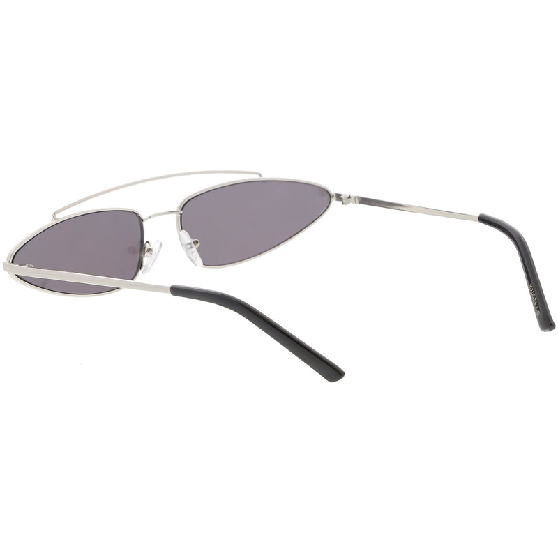 zeroUV Retro 1990's Slim Triangle  Color Tone Flat Lens Sunglasses C725 Sunglasses White Smoke Gold Smoke,Silver Silver Mirror,Silver Yellow,Gold Blue,Gold Pink,Gold Red