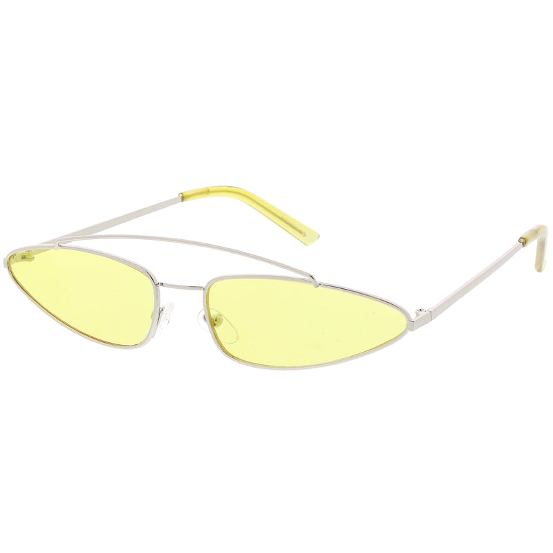zeroUV Retro 1990's Slim Triangle  Color Tone Flat Lens Sunglasses C725 Sunglasses White Smoke Gold Smoke,Silver Silver Mirror,Silver Yellow,Gold Blue,Gold Pink,Gold Red
