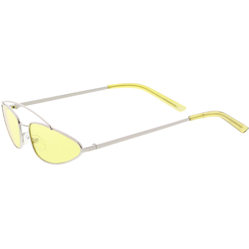 zeroUV Retro 1990's Slim Triangle  Color Tone Flat Lens Sunglasses C725 Sunglasses White Smoke Gold Smoke,Silver Silver Mirror,Silver Yellow,Gold Blue,Gold Pink,Gold Red