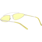 zeroUV Retro 1990's Slim Triangle  Color Tone Flat Lens Sunglasses C725 Sunglasses White Smoke Gold Smoke,Silver Silver Mirror,Silver Yellow,Gold Blue,Gold Pink,Gold Red