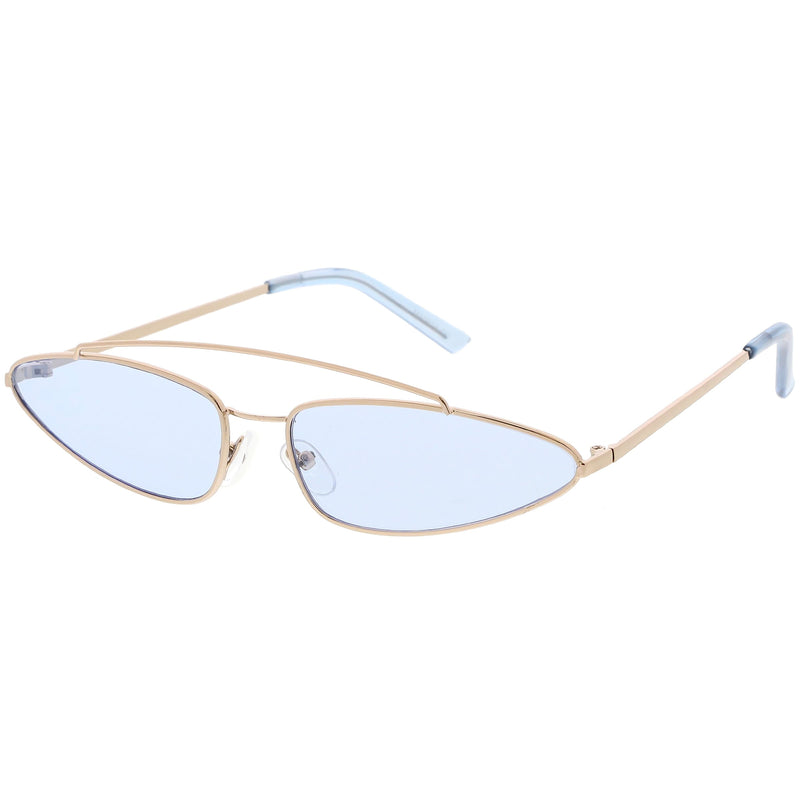 zeroUV Retro 1990's Slim Triangle  Color Tone Flat Lens Sunglasses C725 Sunglasses White Smoke Gold Smoke,Silver Silver Mirror,Silver Yellow,Gold Blue,Gold Pink,Gold Red
