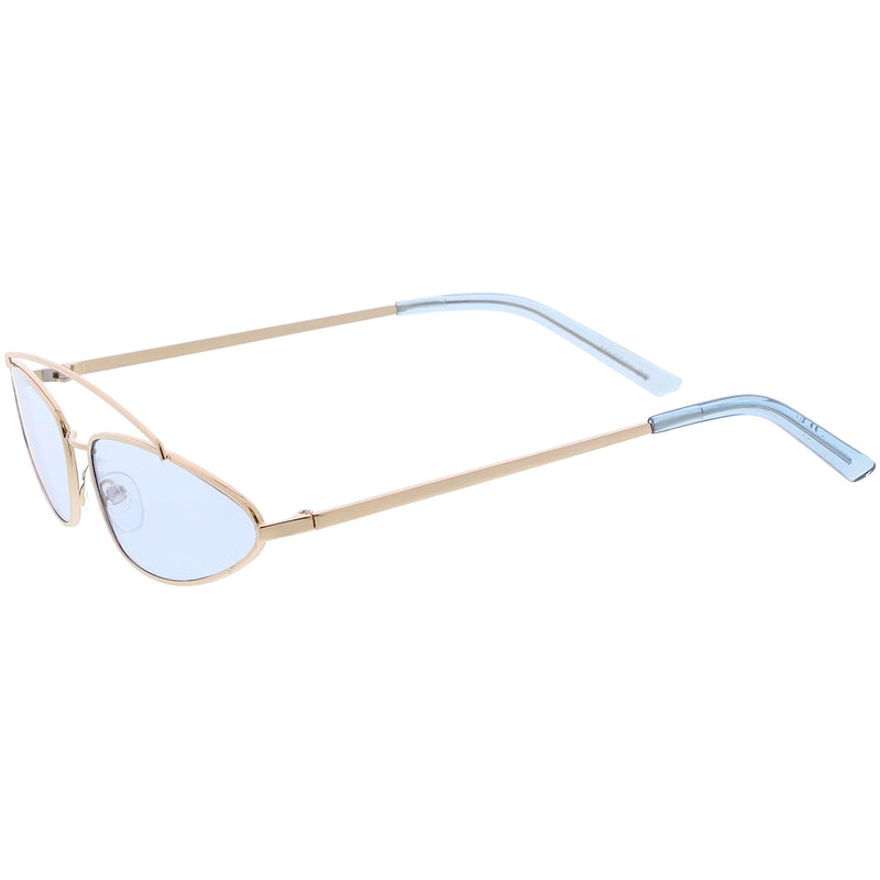 zeroUV Retro 1990's Slim Triangle  Color Tone Flat Lens Sunglasses C725 Sunglasses White Smoke Gold Smoke,Silver Silver Mirror,Silver Yellow,Gold Blue,Gold Pink,Gold Red