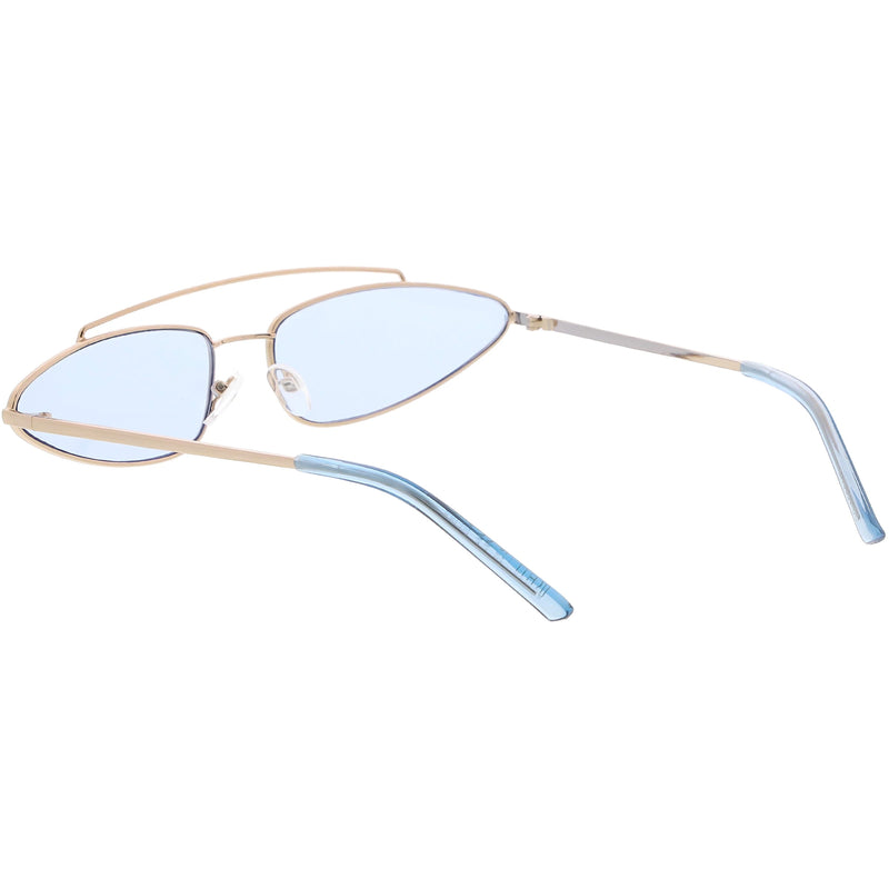 zeroUV Retro 1990's Slim Triangle  Color Tone Flat Lens Sunglasses C725 Sunglasses White Smoke Gold Smoke,Silver Silver Mirror,Silver Yellow,Gold Blue,Gold Pink,Gold Red