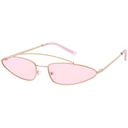 zeroUV Retro 1990's Slim Triangle  Color Tone Flat Lens Sunglasses C725 Sunglasses White Smoke Gold Smoke,Silver Silver Mirror,Silver Yellow,Gold Blue,Gold Pink,Gold Red