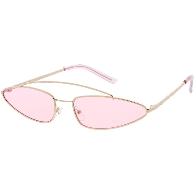 zeroUV Retro 1990's Slim Triangle  Color Tone Flat Lens Sunglasses C725 Sunglasses White Smoke Gold Smoke,Silver Silver Mirror,Silver Yellow,Gold Blue,Gold Pink,Gold Red