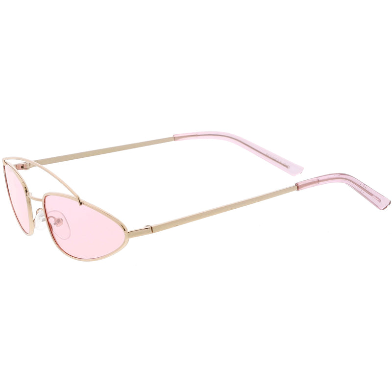zeroUV Retro 1990's Slim Triangle  Color Tone Flat Lens Sunglasses C725 Sunglasses White Smoke Gold Smoke,Silver Silver Mirror,Silver Yellow,Gold Blue,Gold Pink,Gold Red