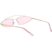 zeroUV Retro 1990's Slim Triangle  Color Tone Flat Lens Sunglasses C725 Sunglasses White Smoke Gold Smoke,Silver Silver Mirror,Silver Yellow,Gold Blue,Gold Pink,Gold Red