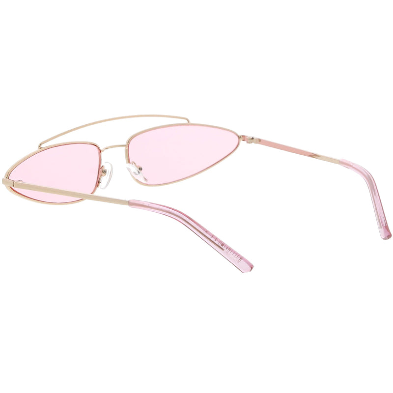 zeroUV Retro 1990's Slim Triangle  Color Tone Flat Lens Sunglasses C725 Sunglasses White Smoke Gold Smoke,Silver Silver Mirror,Silver Yellow,Gold Blue,Gold Pink,Gold Red
