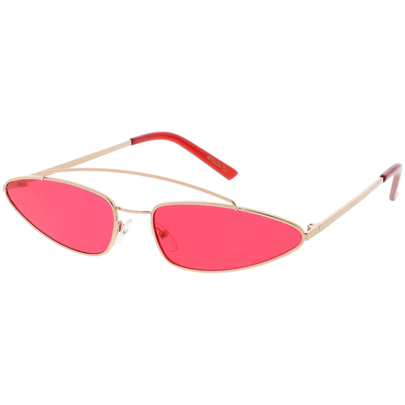 zeroUV Retro 1990's Slim Triangle  Color Tone Flat Lens Sunglasses C725 Sunglasses White Smoke Gold Smoke,Silver Silver Mirror,Silver Yellow,Gold Blue,Gold Pink,Gold Red