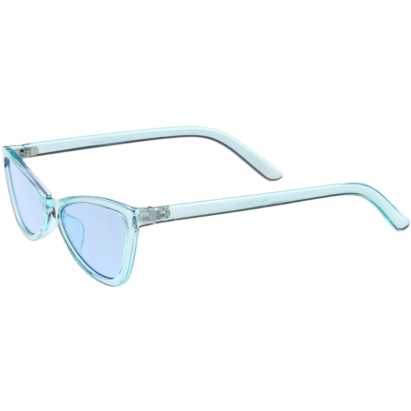 zeroUV Retro Small Triangle Transparent Color Tone Lens Cat Eye Sunglasses C727 Sunglasses White Smoke Blue,Yellow,Green,Pink,Red