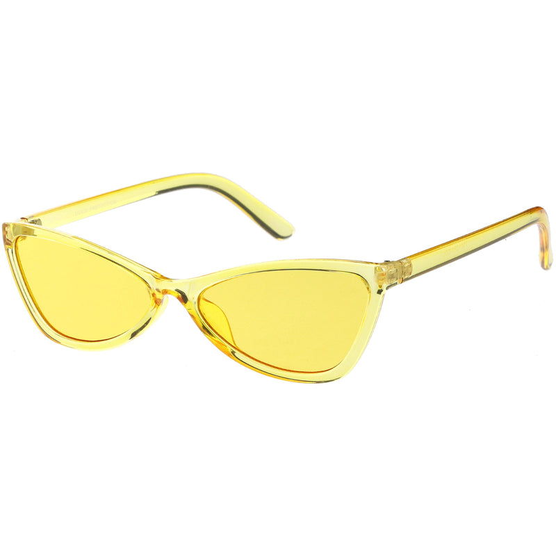 zeroUV Retro Small Triangle Transparent Color Tone Lens Cat Eye Sunglasses C727 Sunglasses White Smoke Blue,Yellow,Green,Pink,Red