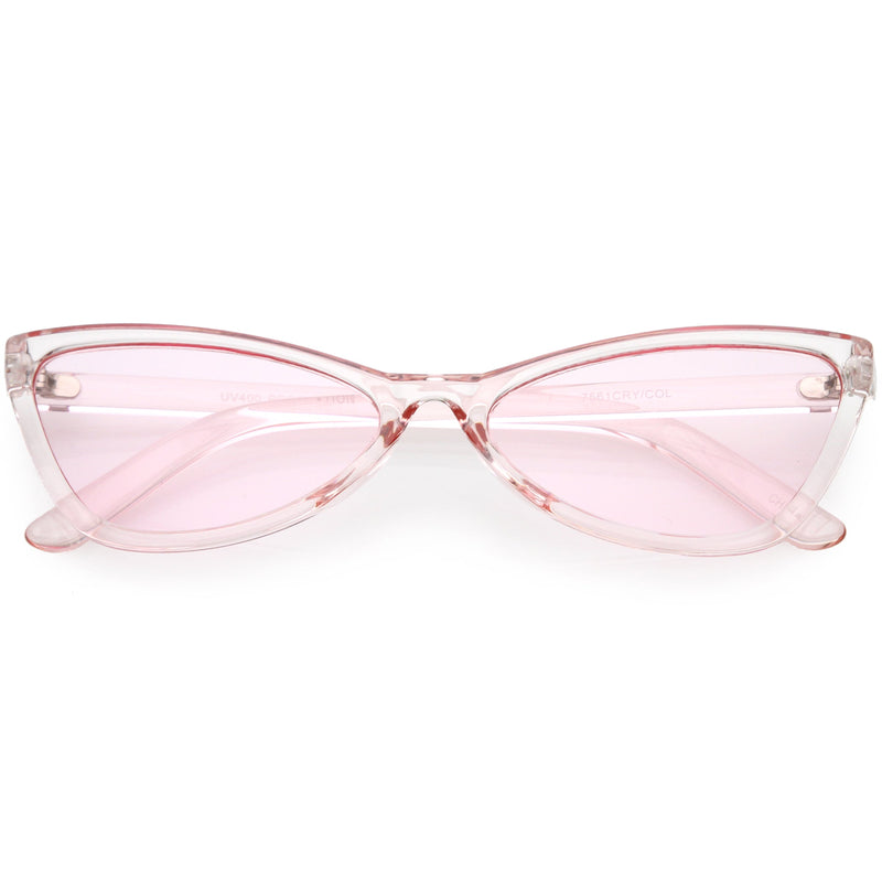 zeroUV Retro Small Triangle Transparent Color Tone Lens Cat Eye Sunglasses C727 Sunglasses Misty Rose Blue,Yellow,Green,Pink,Red