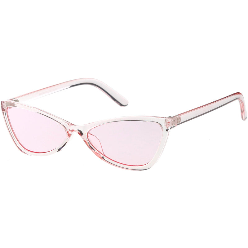 zeroUV Retro Small Triangle Transparent Color Tone Lens Cat Eye Sunglasses C727 Sunglasses White Smoke Blue,Yellow,Green,Pink,Red