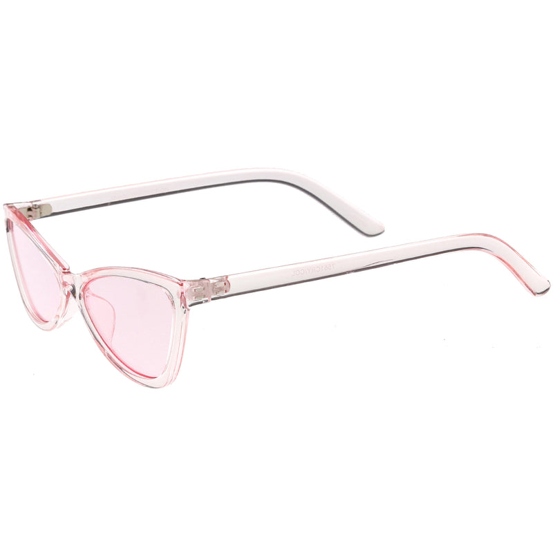 zeroUV Retro Small Triangle Transparent Color Tone Lens Cat Eye Sunglasses C727 Sunglasses White Smoke Blue,Yellow,Green,Pink,Red