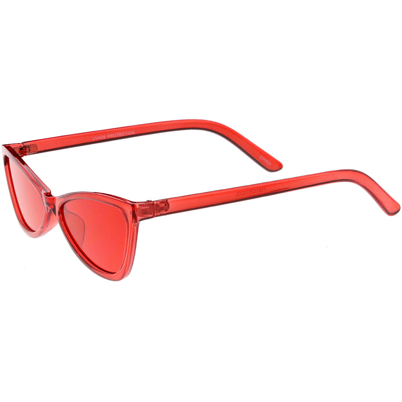 zeroUV Retro Small Triangle Transparent Color Tone Lens Cat Eye Sunglasses C727 Sunglasses White Smoke Blue,Yellow,Green,Pink,Red