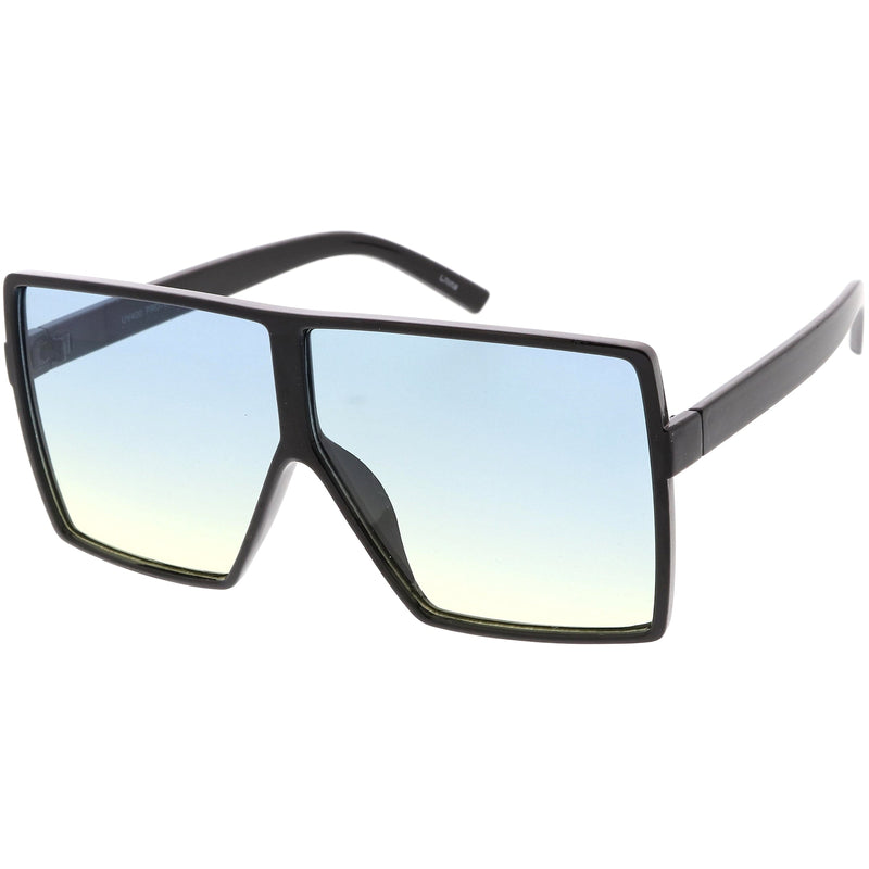 zeroUV Oversize Retro Modern Flat Lens Flat Top Translucent Sunglasses C730 Sunglasses White Smoke Matte Black Blue Red,Tortoise Orange Yellow,Black Orange Yellow,Black Purple Pink,Black Blue Yellow,Matte Black Lavender Pink,Clear Smoke Tan