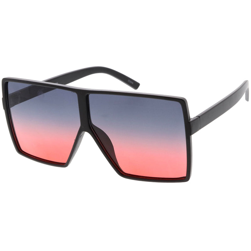 zeroUV Oversize Retro Modern Flat Lens Flat Top Translucent Sunglasses C730 Sunglasses White Smoke Matte Black Blue Red,Tortoise Orange Yellow,Black Orange Yellow,Black Purple Pink,Black Blue Yellow,Matte Black Lavender Pink,Clear Smoke Tan