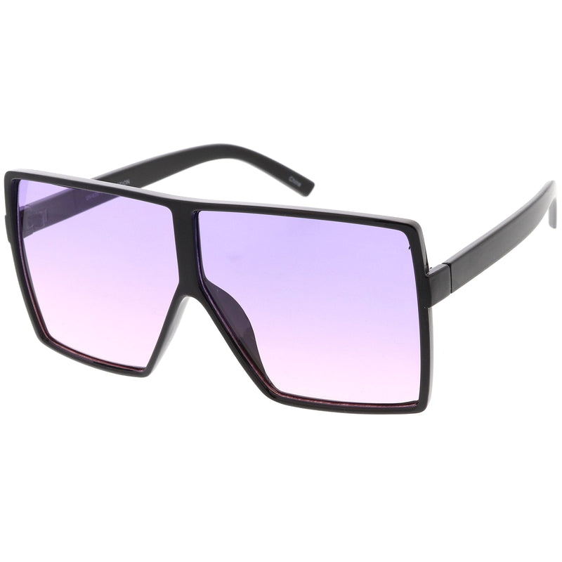 zeroUV Oversize Retro Modern Flat Lens Flat Top Translucent Sunglasses C730 Sunglasses White Smoke Matte Black Blue Red,Tortoise Orange Yellow,Black Orange Yellow,Black Purple Pink,Black Blue Yellow,Matte Black Lavender Pink,Clear Smoke Tan