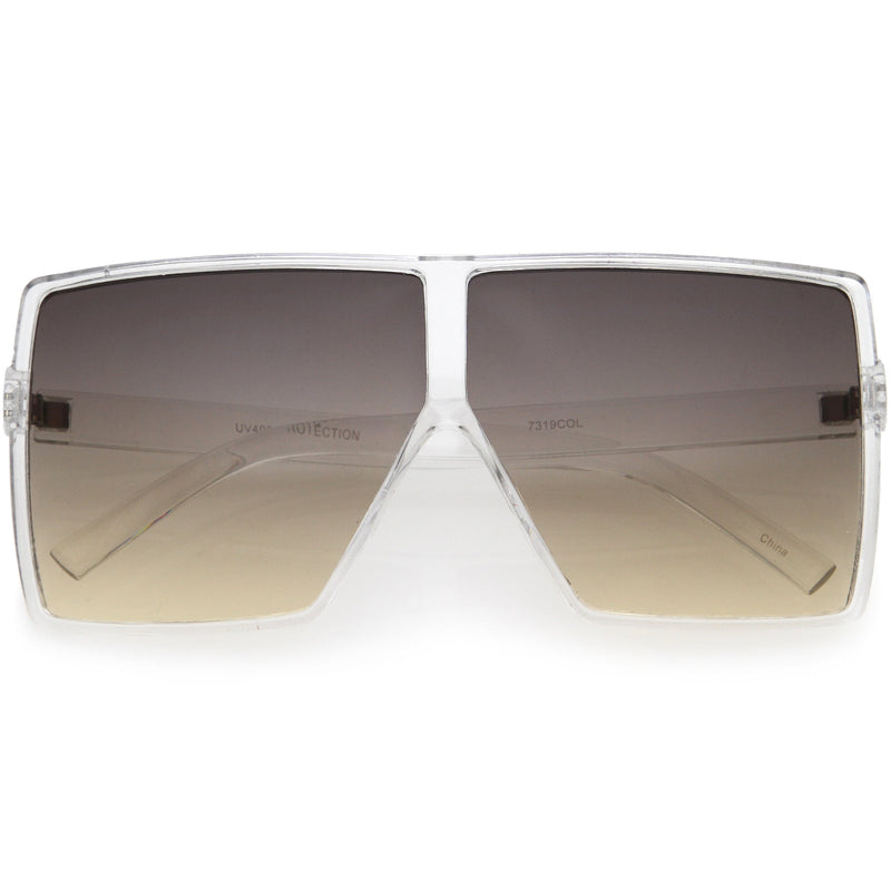 zeroUV Oversize Retro Modern Flat Lens Flat Top Translucent Sunglasses C730 Sunglasses Dim Gray Clear Smoke Tan