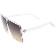 zeroUV Oversize Retro Modern Flat Lens Flat Top Translucent Sunglasses C730 Sunglasses White Smoke Matte Black Blue Red,Tortoise Orange Yellow,Black Orange Yellow,Black Purple Pink,Black Blue Yellow,Matte Black Lavender Pink,Clear Smoke Tan