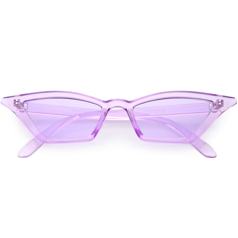 zeroUV Women's Colorful Translucent Color Tone Lens Cat Eye Sunglasses C735 Sunglasses White Smoke Purple,Green,Pink,Yellow,Red