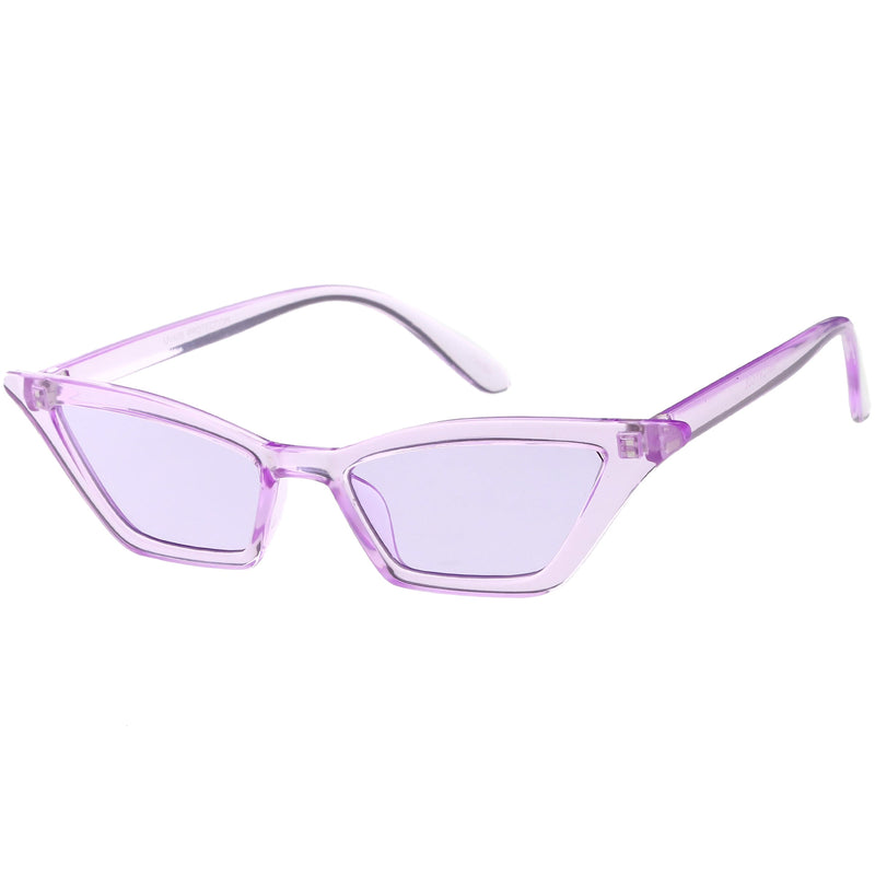 zeroUV Women's Colorful Translucent Color Tone Lens Cat Eye Sunglasses C735 Sunglasses White Smoke Purple,Green,Pink,Yellow,Red