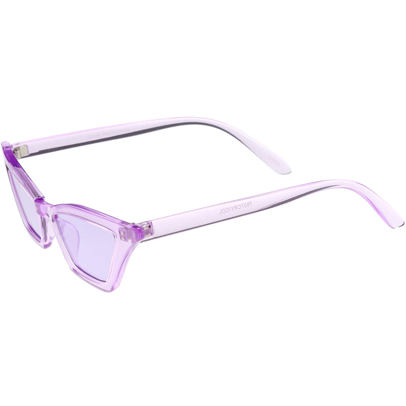 zeroUV Women's Colorful Translucent Color Tone Lens Cat Eye Sunglasses C735 Sunglasses White Smoke Purple,Green,Pink,Yellow,Red