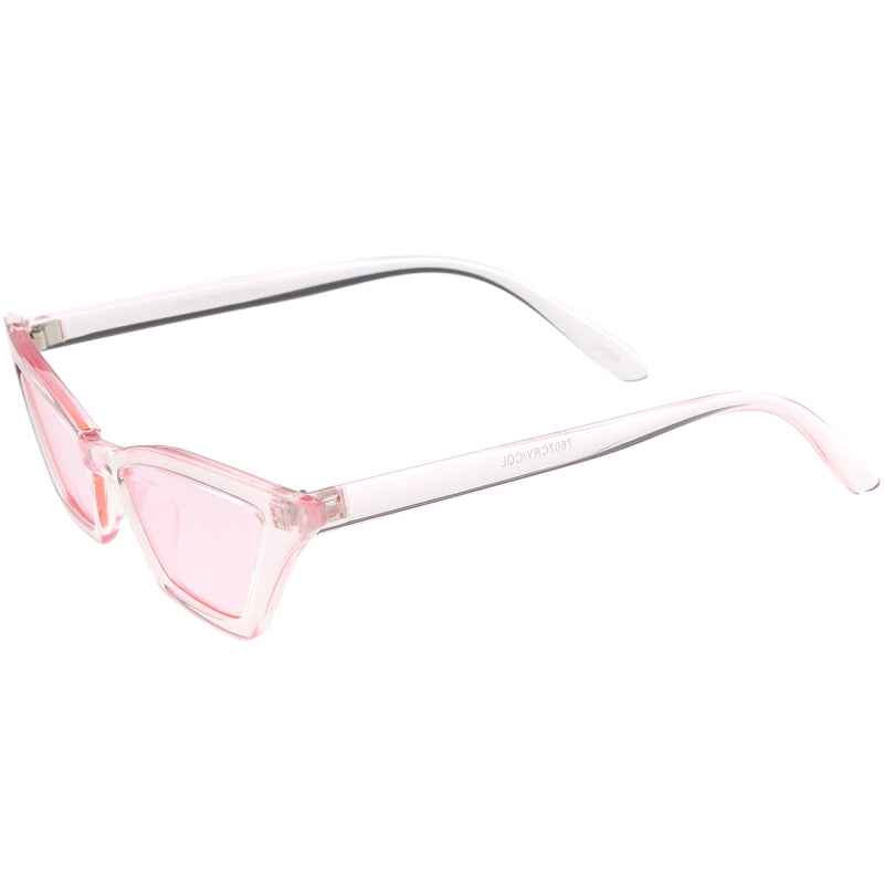 zeroUV Women's Colorful Translucent Color Tone Lens Cat Eye Sunglasses C735 Sunglasses White Smoke Purple,Green,Pink,Yellow,Red