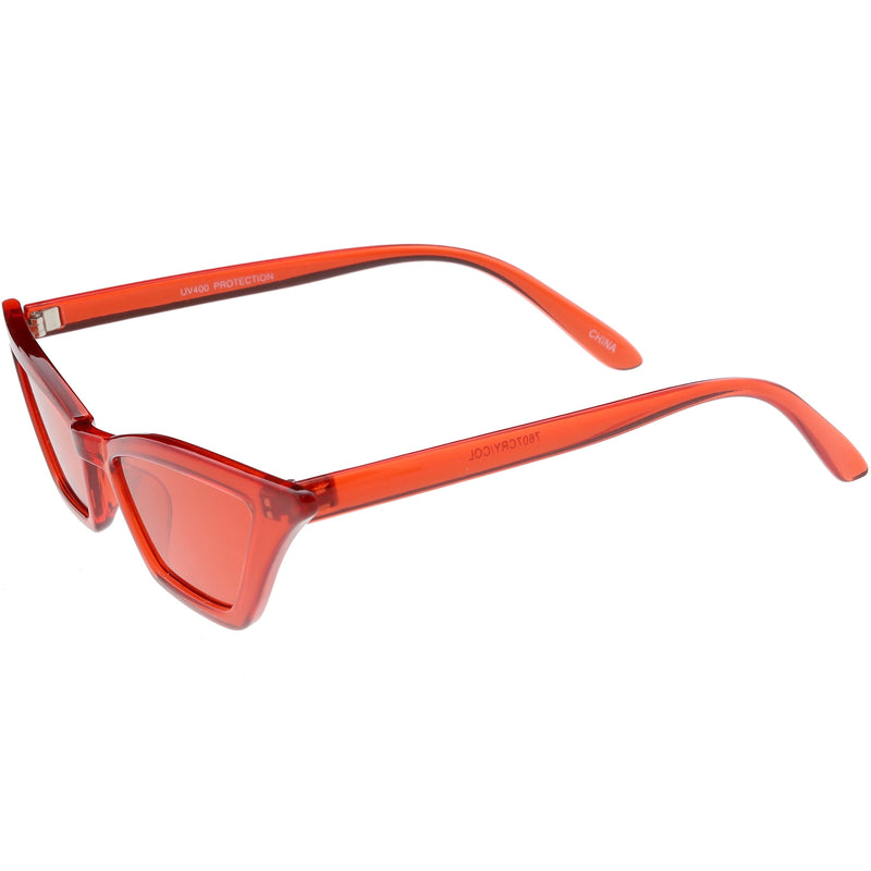 zeroUV Women's Colorful Translucent Color Tone Lens Cat Eye Sunglasses C735 Sunglasses White Smoke Purple,Green,Pink,Yellow,Red