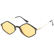 zeroUV Retro Color Tone Hexagon Diamond Shape Sunglasses C740 Sunglasses White Smoke Black Gold Orange,Black Gold Pink,Black Gold Blue,Black Gold Yellow,Black Gold Red