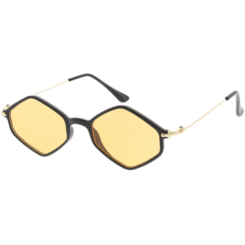 zeroUV Retro Color Tone Hexagon Diamond Shape Sunglasses C740 Sunglasses White Smoke Black Gold Orange,Black Gold Pink,Black Gold Blue,Black Gold Yellow,Black Gold Red
