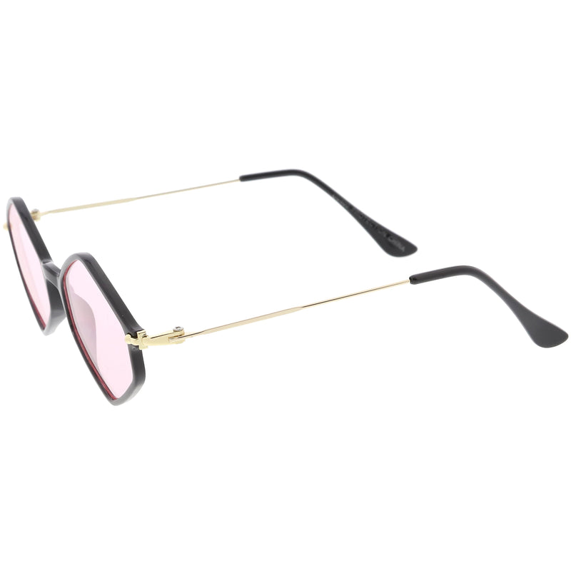 zeroUV Retro Color Tone Hexagon Diamond Shape Sunglasses C740 Sunglasses White Smoke Black Gold Orange,Black Gold Pink,Black Gold Blue,Black Gold Yellow,Black Gold Red