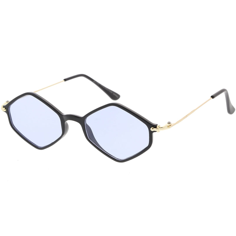 zeroUV Retro Color Tone Hexagon Diamond Shape Sunglasses C740 Sunglasses White Smoke Black Gold Orange,Black Gold Pink,Black Gold Blue,Black Gold Yellow,Black Gold Red