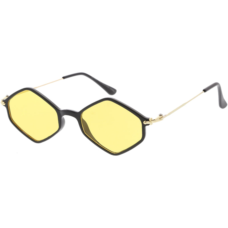 zeroUV Retro Color Tone Hexagon Diamond Shape Sunglasses C740 Sunglasses White Smoke Black Gold Orange,Black Gold Pink,Black Gold Blue,Black Gold Yellow,Black Gold Red