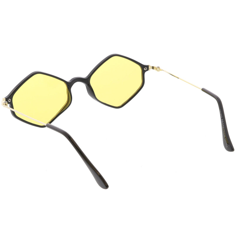zeroUV Retro Color Tone Hexagon Diamond Shape Sunglasses C740 Sunglasses White Smoke Black Gold Orange,Black Gold Pink,Black Gold Blue,Black Gold Yellow,Black Gold Red