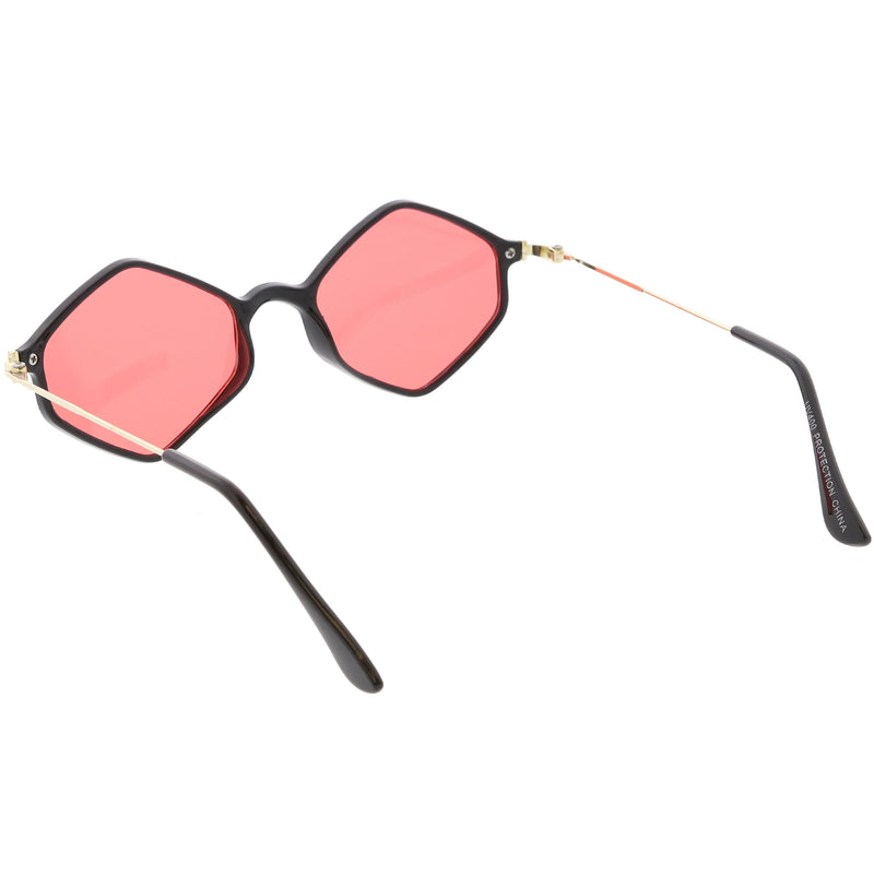 zeroUV Retro Color Tone Hexagon Diamond Shape Sunglasses C740 Sunglasses White Smoke Black Gold Orange,Black Gold Pink,Black Gold Blue,Black Gold Yellow,Black Gold Red