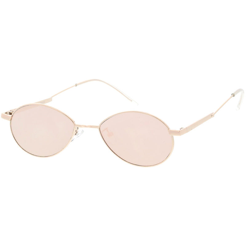 zeroUV Classic Retro Unisex Metal Oval Dapper Sunglasses C741 Sunglasses White Smoke Gold Smoke,Gunmetal Smoke,Black Green,Gold Pink Mirror,Black Silver Mirror