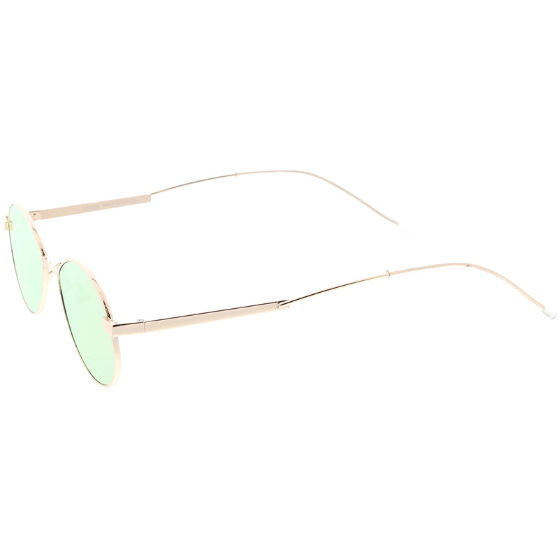 zeroUV Classic Retro Unisex Metal Oval Dapper Sunglasses C741 Sunglasses White Smoke Gold Smoke,Gunmetal Smoke,Black Green,Gold Pink Mirror,Black Silver Mirror
