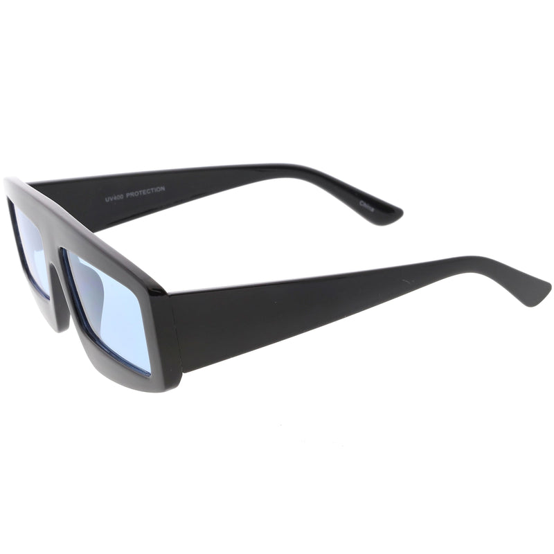 zeroUV Retro Modern Rectangle Flat Lens Color Tinted Sunglasses C747 Sunglasses White Smoke Black Blue,Black Orange,Black Yellow,Red Red,Pink Pink