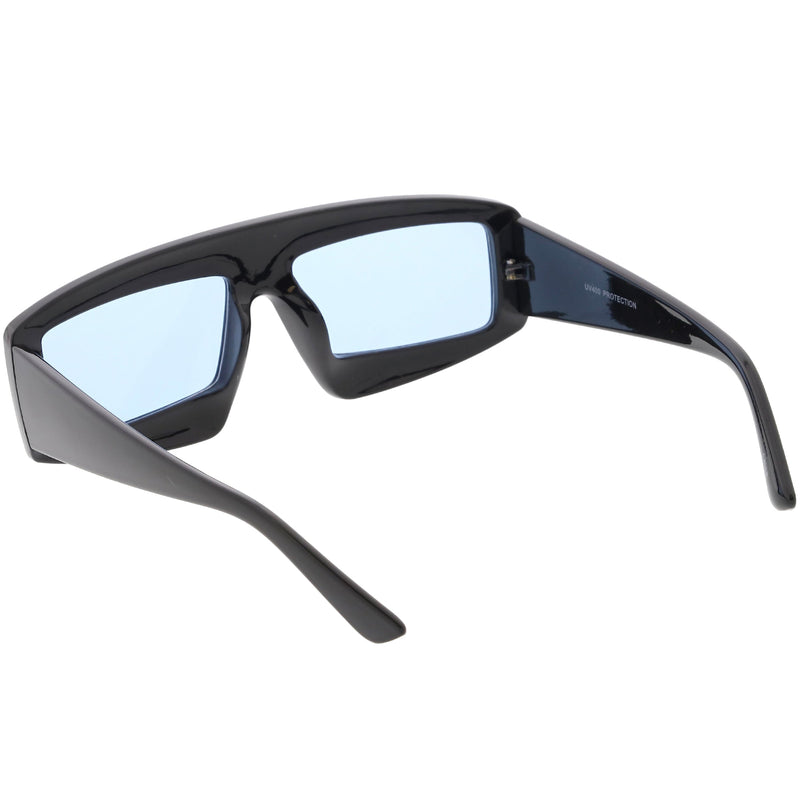 zeroUV Retro Modern Rectangle Flat Lens Color Tinted Sunglasses C747 Sunglasses White Smoke Black Blue,Black Orange,Black Yellow,Red Red,Pink Pink