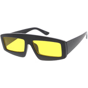 zeroUV Retro Modern Rectangle Flat Lens Color Tinted Sunglasses C747 Sunglasses White Smoke Black Blue,Black Orange,Black Yellow,Red Red,Pink Pink