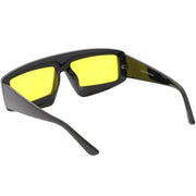 zeroUV Retro Modern Rectangle Flat Lens Color Tinted Sunglasses C747 Sunglasses White Smoke Black Blue,Black Orange,Black Yellow,Red Red,Pink Pink