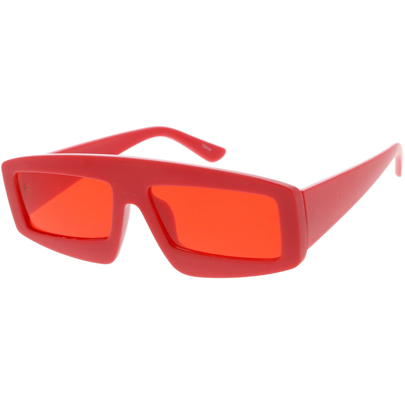 zeroUV Retro Modern Rectangle Flat Lens Color Tinted Sunglasses C747 Sunglasses White Smoke Black Blue,Black Orange,Black Yellow,Red Red,Pink Pink