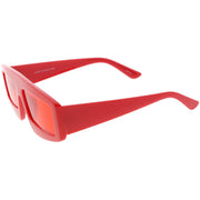 zeroUV Retro Modern Rectangle Flat Lens Color Tinted Sunglasses C747 Sunglasses White Smoke Black Blue,Black Orange,Black Yellow,Red Red,Pink Pink