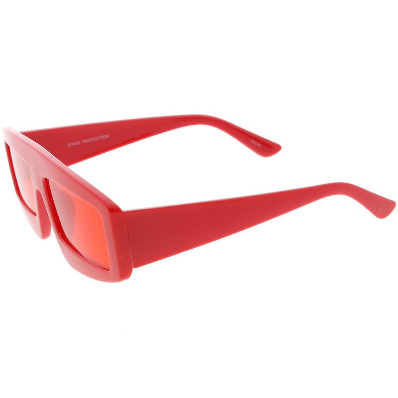 zeroUV Retro Modern Rectangle Flat Lens Color Tinted Sunglasses C747 Sunglasses White Smoke Black Blue,Black Orange,Black Yellow,Red Red,Pink Pink